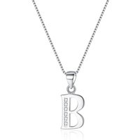 Ever Faith Cubic Zirconia Initial Pendant Necklace - Letter B