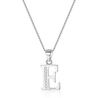 Ever Faith Cubic Zirconia Initial Pendant Necklace - Letter E