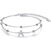 Ever Faith Cubic Zirconia Layered Initial Dainty Letter A Link Bracelets