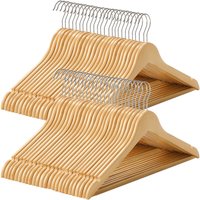 Wooden Hanger, 44.5x23x1.2cm, Wood Colour and Silver, Set of 50