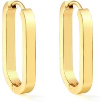 18K Gold Plated Stainless Steel Oval Hoop Earrings, 25.7mm Geometric Rectangular Huggies
