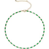 Ever Faith Green Cubic Zirconia Thin Tennis Choker Necklace