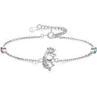 Ever Faith Crown Unicorn Link Bracelet Adjustable from 6.6 to 7.1 Inches