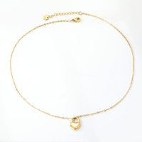 18K PVD Gold Stainless Steel Heart Lock Pendant Necklace, 40+5cm Dainty Love Choker