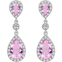 Ever Faith Cubic Zirconia Pink Infinity Teardrop Halo Pierced Earrings