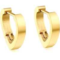 18K Gold Plated Heart Shaped Hoop Earrings, Stainless Steel Romantic Geometric Huggie Hoops