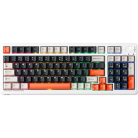 Machenike KG98 96% Tri-Mode Mechanical Keyboard, QWERTY US layout, Hot Swappable Custom Gaming Keyboard, Black White Orange