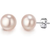 Ever Faith 10mm Pink Freshwater Cultured Pearl Stud Earrings