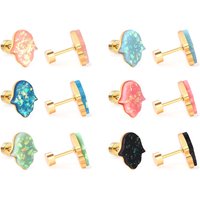 18K PVD Gold Plated Stainless Steel Flower Stud Earrings, Colorful Crushed Stone Inlay Screw Back Piercing