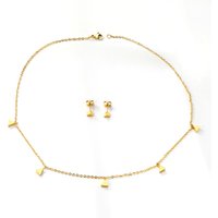 Geometric Triangle Charm Necklace, 5 Smooth Pendants, 18K Gold PVD Stainless Steel