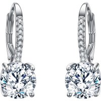 Ever Faith Clear Round Drop Leverback Dangle Earrings with Full Cubic Zirconia