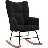 vidaXL Schommelstoel Velvet - Zwart, 61 x 78 x 98 cm