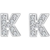 Ever Faith Pave Cubic Zirconia Initial Letter K Stud Earrings Clear