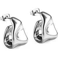 Silver Tone Irregular Abstract Geometric Stud Earrings, Polished Surgical Steel Minimalist Studs