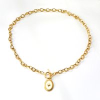 Oval Lucky Star Pendant Necklace, 45cm Gold Chain Jewelry
