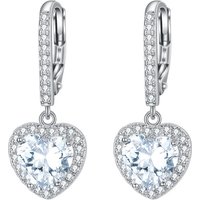 Ever Faith Cubic Zirconia Love Heart Leverback Dangle Earrings