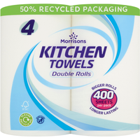 Morrisons 2 Kitchen Towels, 2-Ply, 4 Rolls