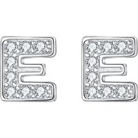 Ever Faith Pave Cubic Zirconia Initial Letter E Stud Earrings Clear