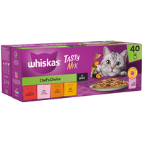 Whiskas 1+ Chef's Choice Mix Adult Wet Cat Food Pouches in Gravy 40 x 85g