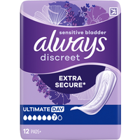 Always Discreet Incontinence Pads Women Ultimate Day 12 Count