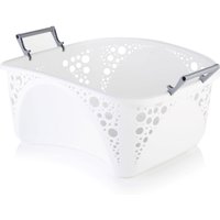 Minky 40L Stackable Laundry Basket, Sturdy Foldable Handles, Easy Carry Hip Fit, Multipurpose & Durable Washing Basket, Made in the UK, White