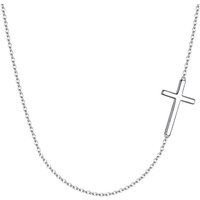 Ever Faith Simple Tiny Dainty Sideways Cross Choker Necklace