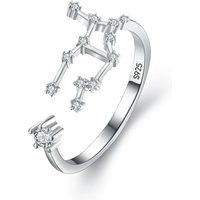 Ever Faith Cubic Zirconia Adjustable Virgo Zodiac Ring Astrology Jewelry