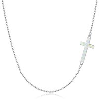 Ever Faith White Simple Tiny Dainty Sideways Cross Choker Necklace