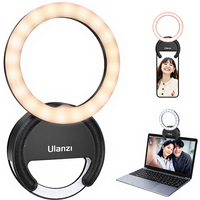 Ulanzi 4 inch telefoonringlamp, 3 kleurtemperaturen 3000 K-7000 K, 5 helderheidsniveaus, led-videolamp voor selfies, videoconferenties, streamen, make-up, vlogs, YouTube, TikTok
