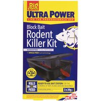 The Big Cheese Ultra Power Block Bait Rodent Killer Kit, Refillable Bait Station and 3x20g Brodifacoum Blocks