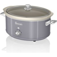 Swan 6.5L Retro Slow Cooker - Retro Grey, 320W, with 3 Temperature Settings, Keep Warm Function, SF17031GRN