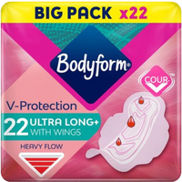 Bodyform Cour-V Ultra Long Sanitary Towels Wings 22 Pads