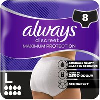 Always Discreet Incontinence Pants Maximum Protection for Sensitive Bladder Size L 8 Pants