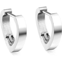 Silver Tone Surgical Steel Heart Shaped Hoop Earrings, 15.4mm Minimalist Geometric Huggies