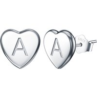Ever Faith Letter A Heart Initial Dainty Tiny Stud Earrings