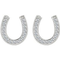 Ever Faith Clear Cubic Zirconia Lucky Horseshoe Stud Earrings