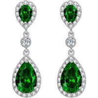 Ever Faith Cubic Zirconia Green Infinity Teardrop Halo Pierced Earrings