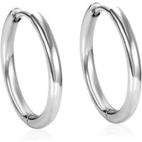 Small Stainless Steel Hoop Earrings – 8mm Inner Diameter, 2.5mm Thick Polished Silver Tone Huggie Hoops for Men and Women
