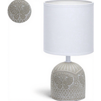 Aigostar tafellamp keramiek lamp met kap E14 fitting H 26 cm wit en grijs