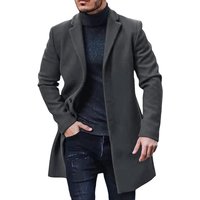 Men's Trench Coat Slim fit Notch Lapel Single Breasted Top Coat Winter Warm Cotton Business Long Jacket Overcoat (darkgray, S)