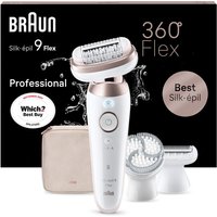 BRAUN Silk-épil 9 Epilator with 360° Flexible Head, Wet & Dry, Long Lasting Smooth Skin, 9-060 3D, White/Pink,Top Gift Picks