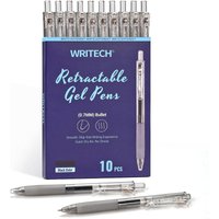 WRITECH Retractable Gel Ink Pens: 0.7mm Medium Point Black Ink Color Pen for Journaling Smooth Writing Fine Tip Quick-dry Ink No Bleed Set 10ct