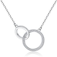 Ever Faith Cubic Zirconia 2 Circle Rings Interlocking Necklace