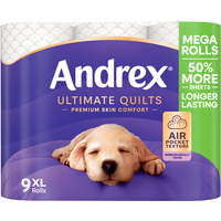 Andrex Ultimate Quilts Toilet Tissue, 3-Ply, 9 Mega Rolls