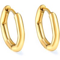 16mm Gold Plated Geometric Hoop Earrings – Octagonal Stainless Steel Huggie Hoops, 2.5mm Thick Polished Tube