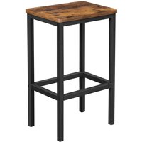 Ochama Set of 2 Bar Stools, High Chairs for Kitchen, Dining Room or Living Room, Industrial Style, Rustic Brown and Black