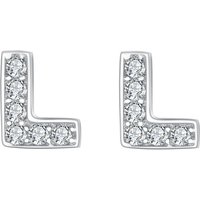 Ever Faith Pave Cubic Zirconia Initial Letter L Stud Earrings Clear