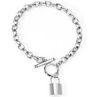Silver Tone Stainless Steel O-Chain Bracelet, Bone Toggle OT Clasp, 20cm Heavy Link Industrial Jewelry