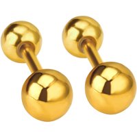18K PVD Gold Plated Surgical Steel Ball Stud Earrings, Screw Back Piercing Jewelry (3mm-6mm)