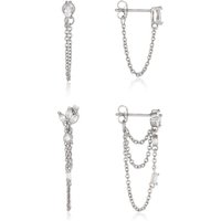 Ever Faith Cubic Zirconia Hypoallergenic Dainty Chain and Stud Earrings Set